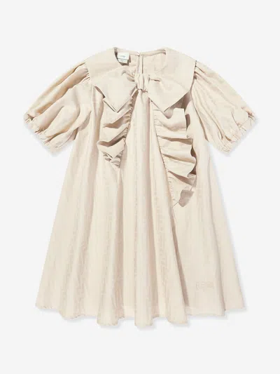 Fendi Babies' Girls Ff Jacquard Logo Dress In Beige