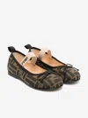 Fendi Bow-detail Ff-jacquard Ballerina Shoes In Brown
