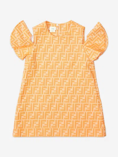 Fendi Babies'  Girls Ff Logo Dress In Orange