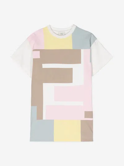 Fendi Babies'  Girls Ff Logo Jersey Dress In Multicoloured