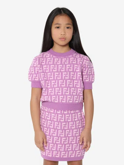 Fendi Kids' Girls Ff Logo Knitted Top In Pink | ModeSens
