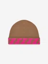 Fendi Girls Ff Logo Reversible Beanie In Beige