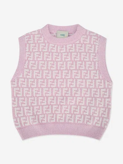 Fendi Babies'  Girls Ff Logo Sleeveless Top In Pink