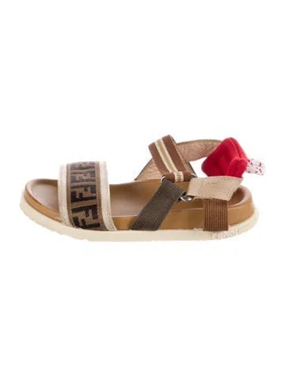 Pre-owned Fendi Babies'  Girls Ff Logo Sporty Sandal In Brown