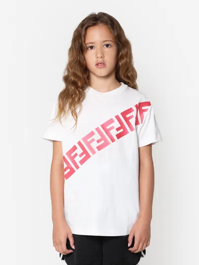 Fendi Babies' Girls Ff Logo T-shirt In White