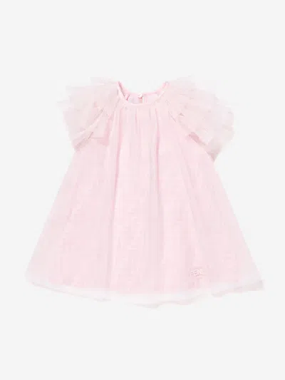 Fendi Kids'  Girls Ff Logo Tulle Dress In Pink