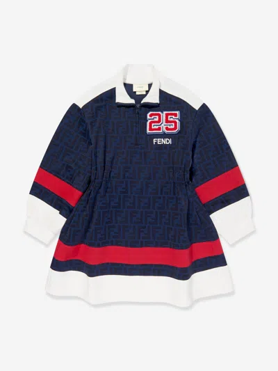 Fendi Babies' Girls Ff Technical Sweater Dress In Blue