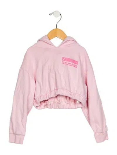 Pre-owned Fendi Babies' Girls' Graphic Cropped Hoodie In Pink