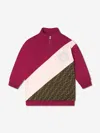 Fendi Girls Half Zip Logo Sweatshirt 10 Yrs Red In Red