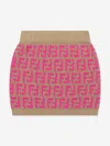 Fendi Girls Knitted Ff Logo Skirt In Pink