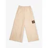 Fendi Brand-appliqué Wide-leg Cotton Cargo Trousers 8-12 Years Linen In Linen