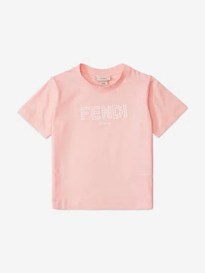 Fendi Babies' Girls Logo Jersey T-shirt In Pink