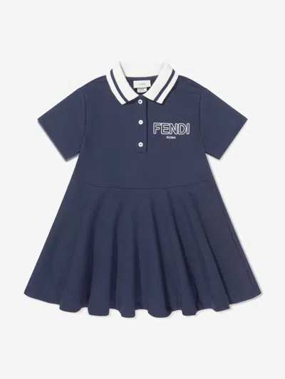 Fendi Babies'  Girls Logo Polo Dress In Blue