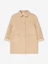Fendi Girls Logo Print Coat 8 Yrs Beige In Beige