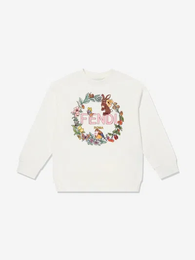 Fendi Kids'  Girls Logo Sweatshirt In Neutral