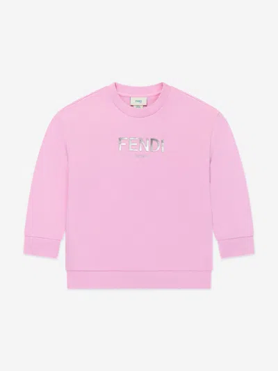 Fendi Kids' Girls Logo Sweatshirt In Pink