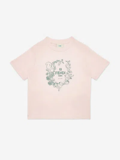 Fendi Babies'  Girls Logo T-shirt In Pink