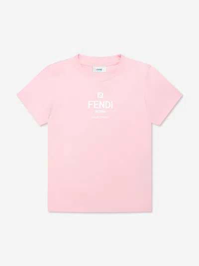 Fendi Kids' Girls Logo T-shirt In White