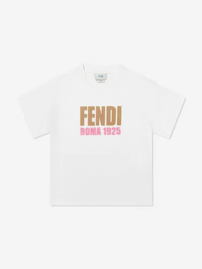 Fendi Babies'  Girls Logo T-shirt In White