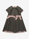 Fendi Girls Neoprene Ff Logo Dress In Brown