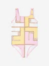 Fendi Junior Girl Ff One-piece Swimsuit In Pink