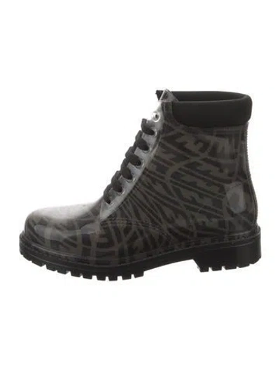 Pre-owned Fendi Kids' Girls Rubber Printed Rain Boots In Green
