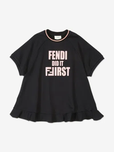 Fendi Babies'  Girls Slogan Sweater Dress In Black