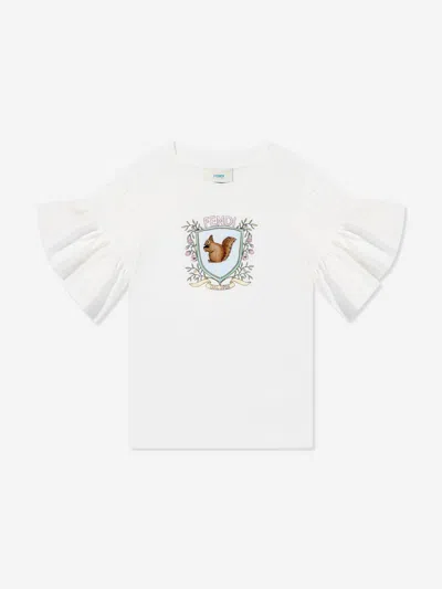 Fendi Babies'  Girls Squirrel T-shirt In White