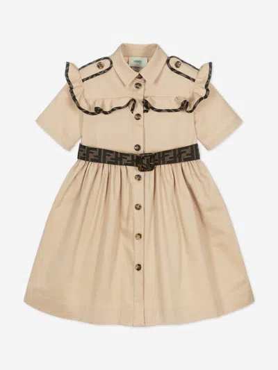 Fendi Kids' Girls Stretch Gabardine Shirt Dress
