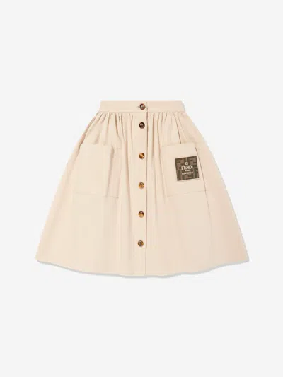 FENDI FENDI GIRLS STRETCH GABARDINE SKIRT