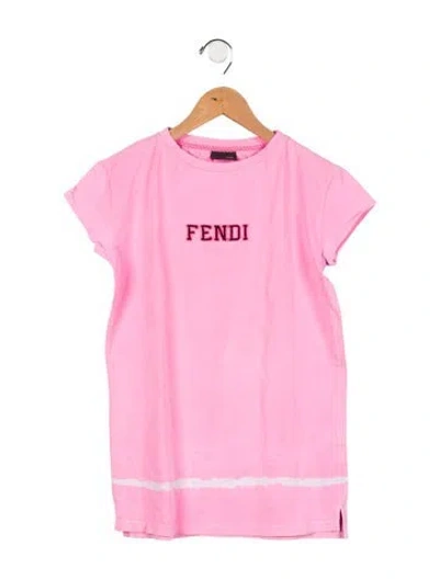 Pre-owned Fendi Kids' Girls' T-shirt Dress In Pink