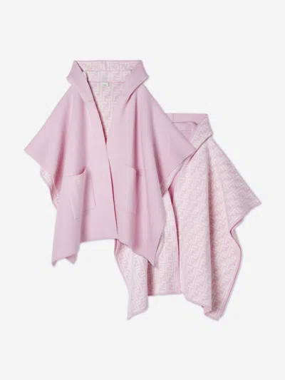Fendi Kids'  Girls Wool Reversible Cape In Pink