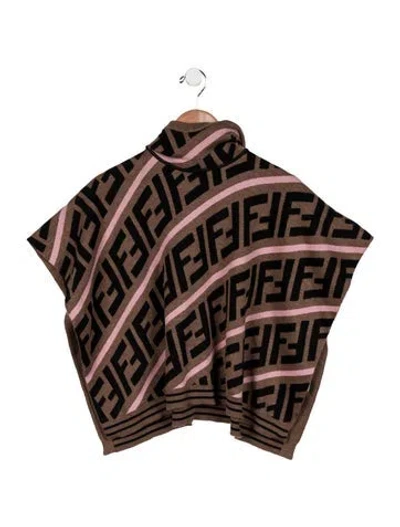 Pre-owned Fendi Babies' Girls' Zucca Print Poncho In Brown