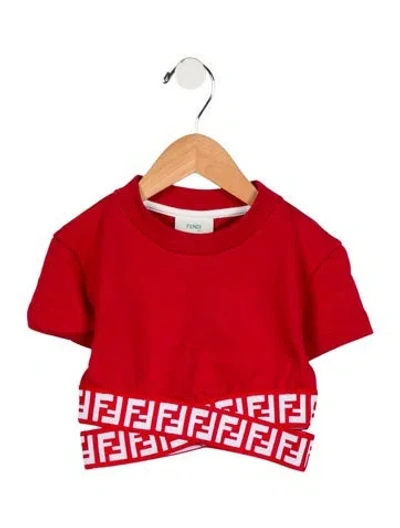 Pre-owned Fendi Babies' Girls' Zucca Print Top In Red