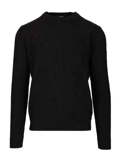Fendi Giroc. Zucca Allover Knitwear Black