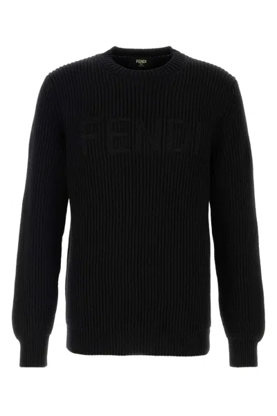 Fendi Black Crew Neck Sweaters