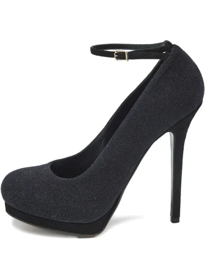 Pre-owned Fendi Glitter Platform Pumps In Black