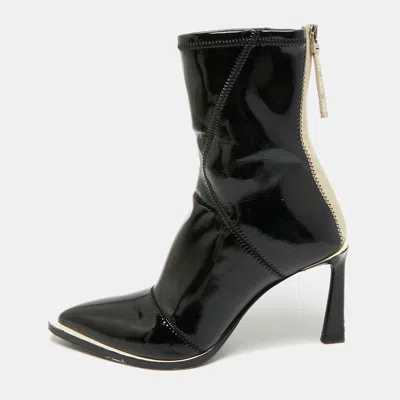 Pre-owned Fendi Glossy Size 37 Black Leather Ankle Length Boots