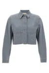 Fendi Logo Stamp Cropped Denim Jacket