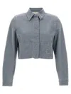 Fendi Logo Stamp Cropped Denim Jacket