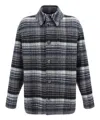 Fendi Checked Virgin Wool Overshirt Withdouble Breast Pocket In Grey
