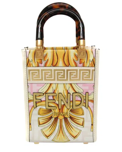 Pre-owned Fendi Gold And Pink Coated Canvas Shoulder Bag (authentic Pre-loved)