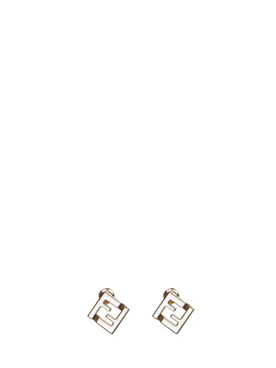 Fendi Gold And White  Forever Earrings In Metallic
