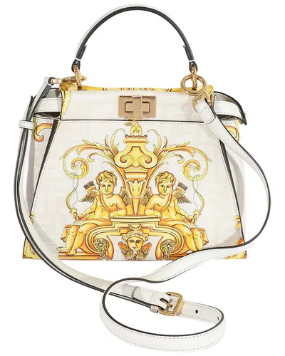 Fendi Gold & White Leather X Versace Fendace Ff Motif Mini Peekaboo (authentic  Pre-loved)