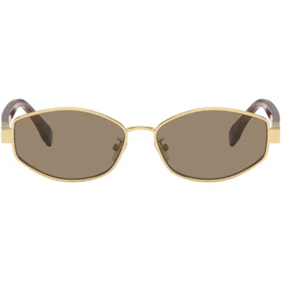 Fendi Gold Baguette Sunglasses In Multi