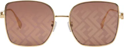 Fendi Gold Baguette Sunglasses In 5930g