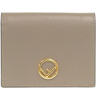 Pre-owned Fendi Gold Beige Leather Wallet (bi-fold) ()