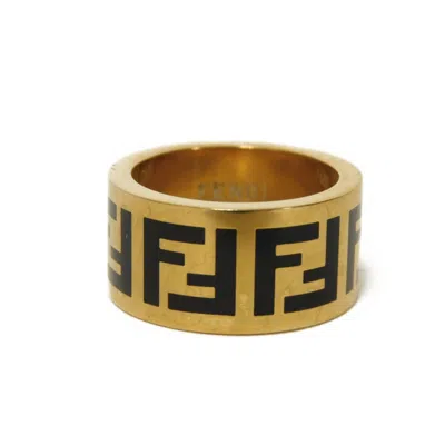 Pre-owned Fendi Gold Black Band Ring () In Multi