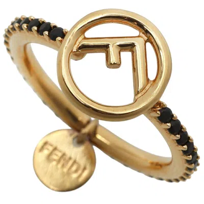 Pre-owned Fendi Gold Black Gold Plating Band Ring () In Multi