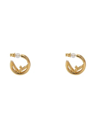 Fendi Gold Bronze Earrings In Brown